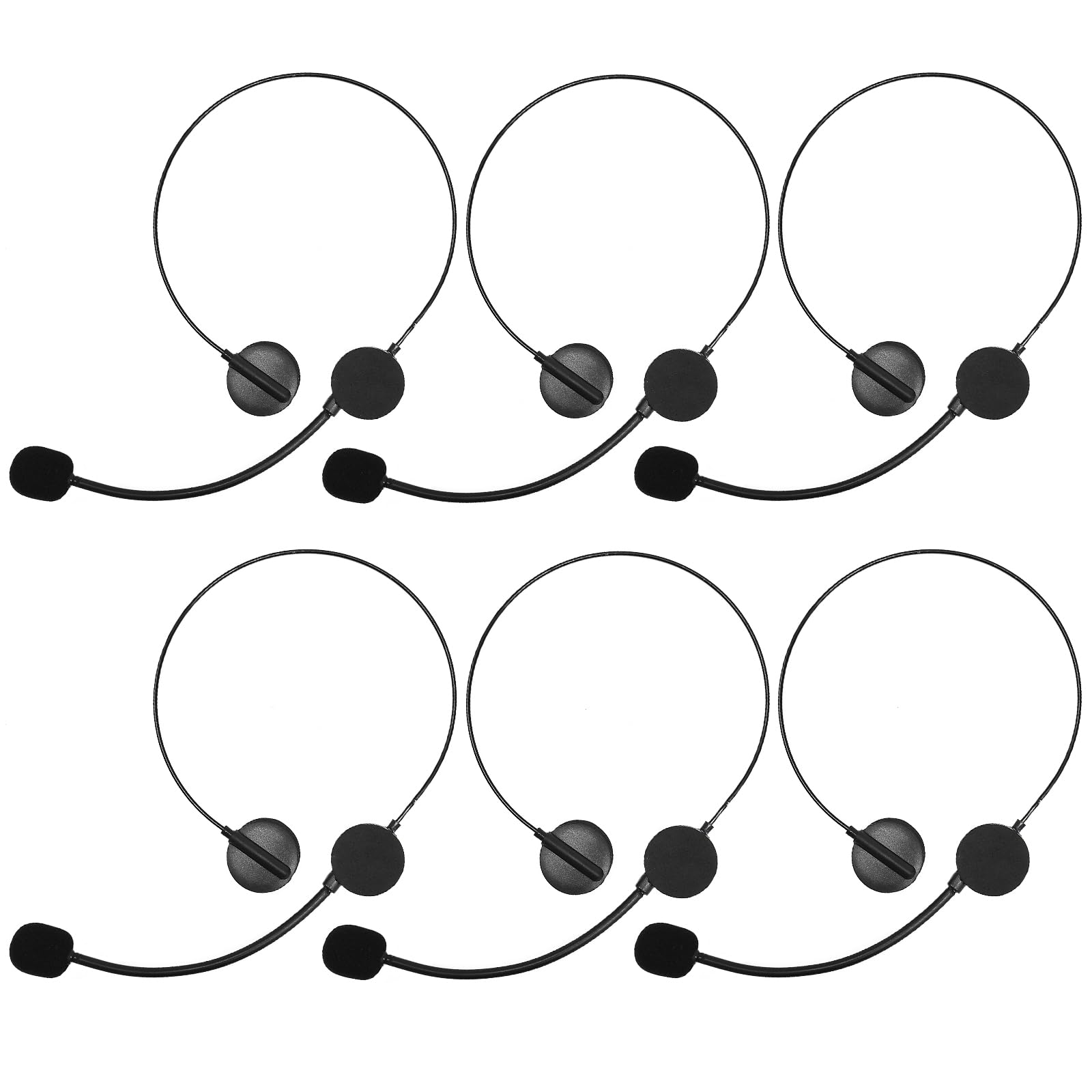 Eupsiiu 6 Pcs Radio Phone Headset Prop - Fancy Costume Fashion Headband with Microphone - Black - Rockstar Accessory for Masquerade Ball Cosplay Party