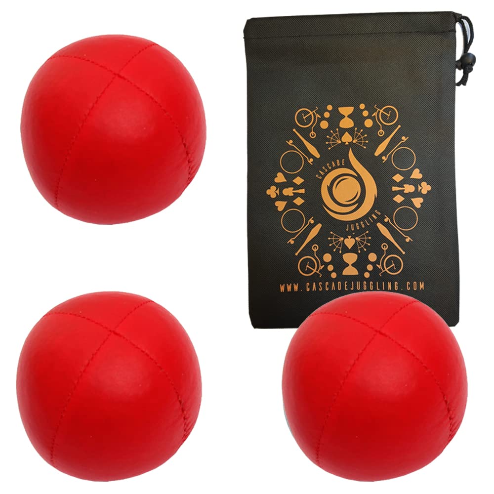 3 x Pro 76g Cascade Mini Juggling Balls - Small Sized Quality Thud Juggling Balls & Bag - Set of 3 Juggling Balls (Red) โ image 1