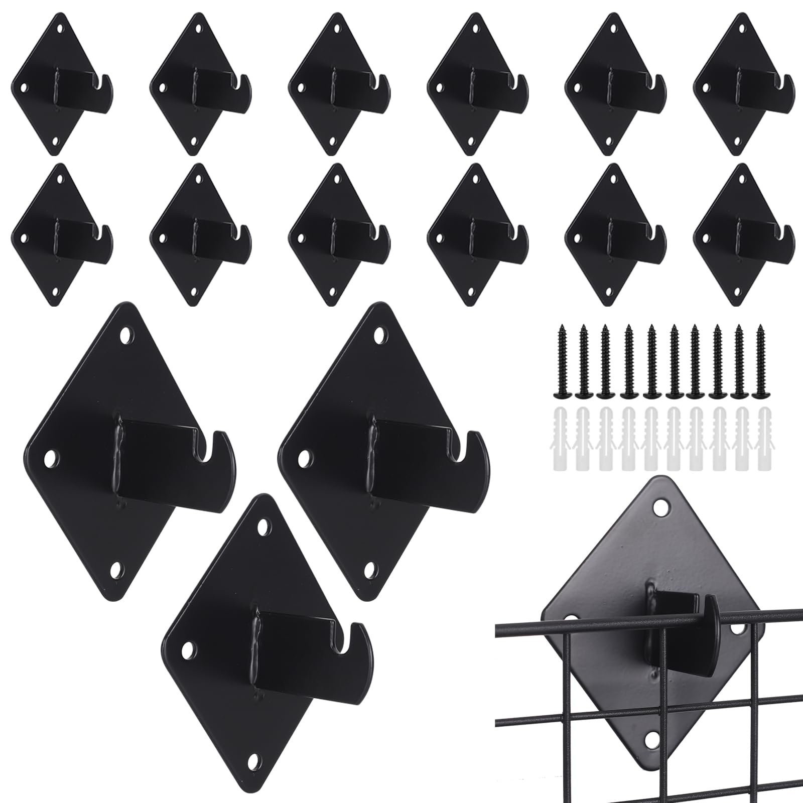 Photo 1 of 15 Pcs Gridwall Mount Brackets with Screws,Metal Grid Panel Wall Mount Bracket,Grid Wall Accessory for Grid Panels Warehouse Office Cloakroom Retail Display Wall