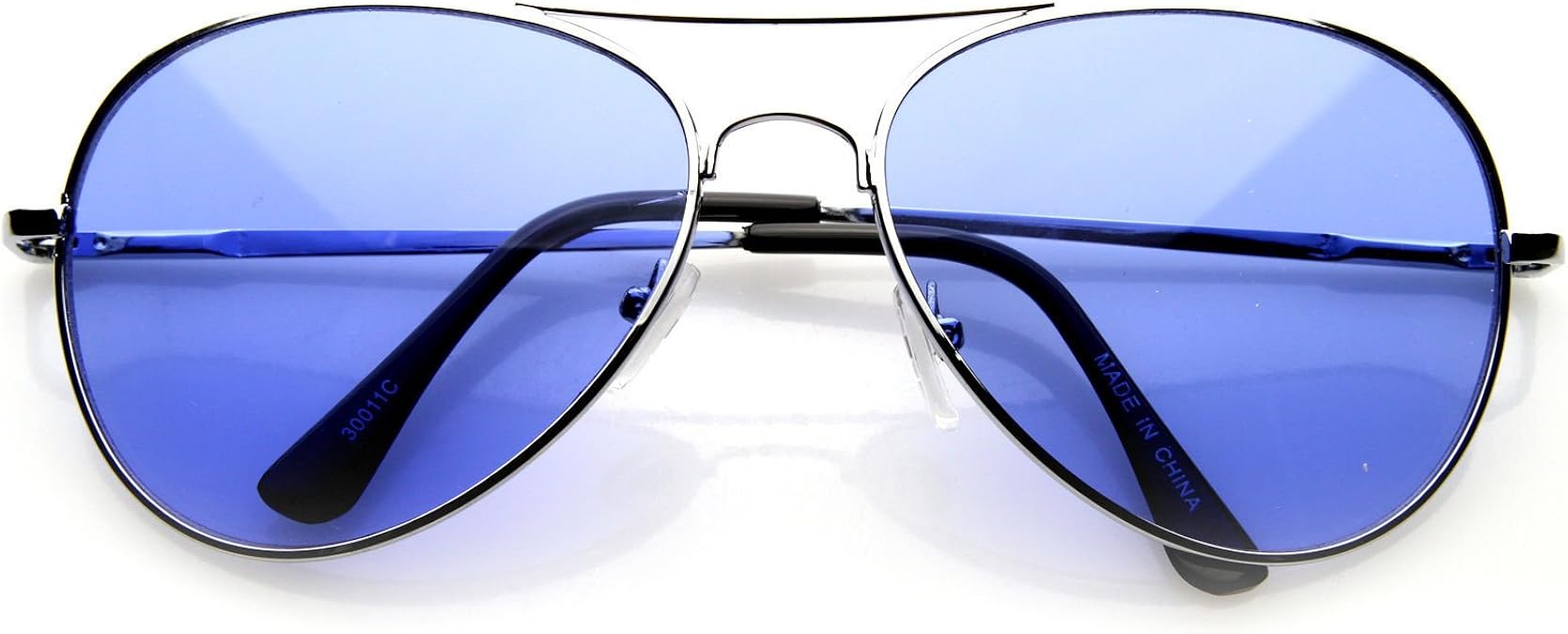 Aviator Fashion Sunglasses Silver Frame Blue Lens for Men