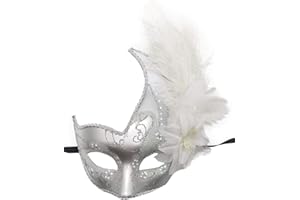 Awlsyj Women's Feather Masquerade Mask Venetian Halloween Mardi Gras Costumes Party Ball Prom Mask