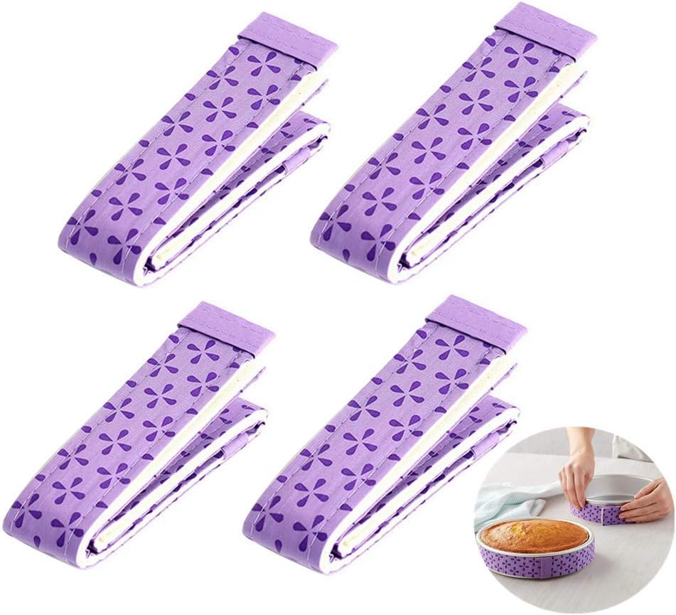 4 Pcs Bake Even Strips Cake Pan Wrap Strip Belt, Super Absorbent Thick Cotton Cake Strips for Even Baking Cake Sleeves