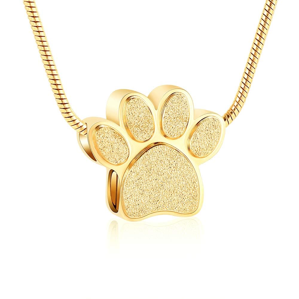 Pet Urns For Dogs/Cats - Pet Urn - Pet Ashes Necklace - Paw Print Urn Necklace with Mini Keepsake Urn Memorial Ash Jewelry