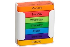 7-Day Pill Organizer with 4 Times Daily Compartments, Weekly Medication Organizer for Morning Noon Evening Bedtime, Stackable