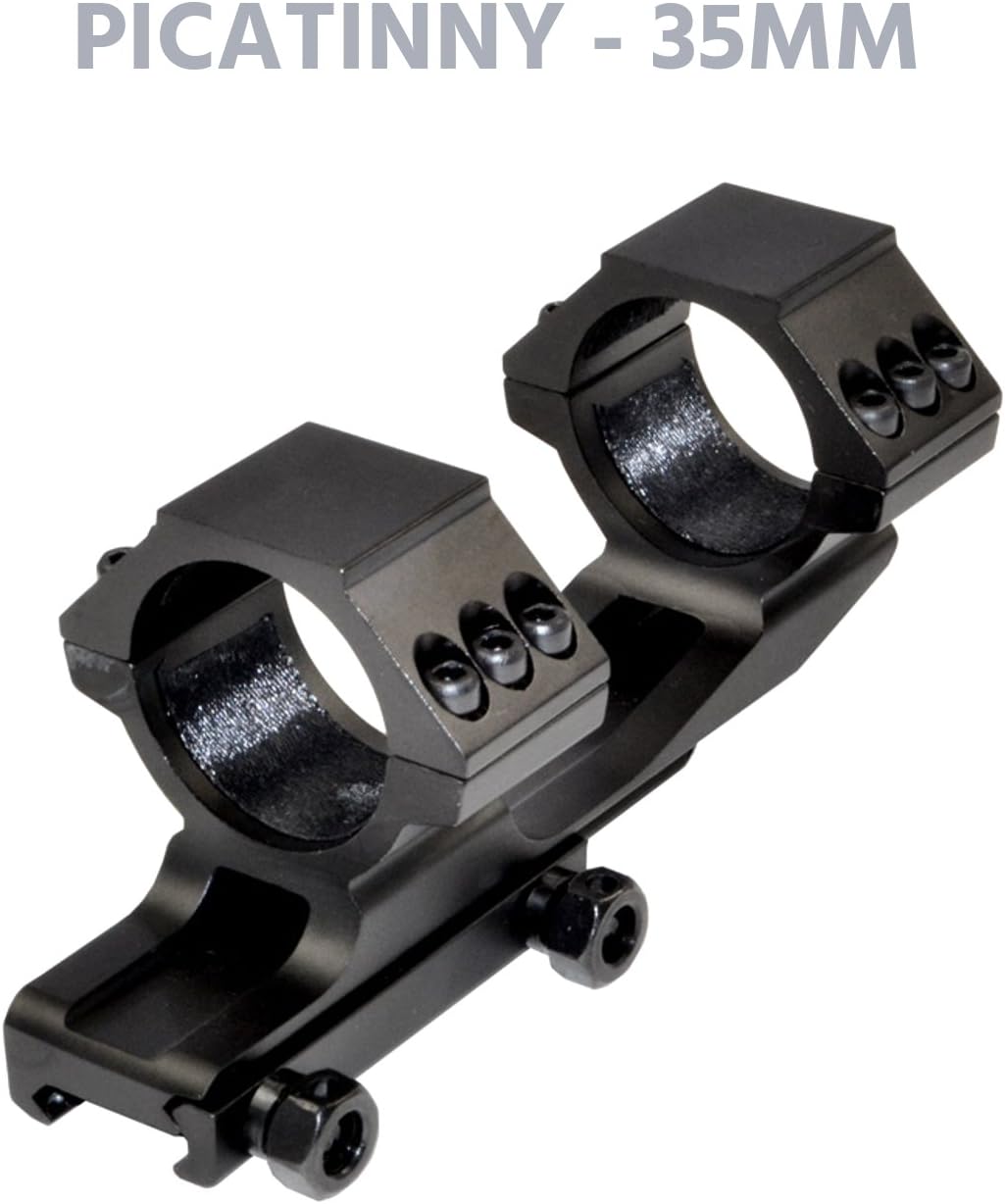 Team 15 Tactical 35MM Cantilever Offset Scope Mount Rings for Picatinny Rail - One Piece Aluminum, Black