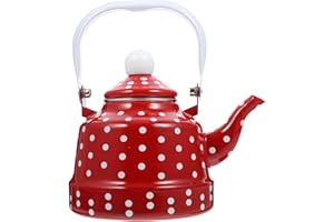 Homoyoyo Red Enamel Thickened Tea Kettle with Filter 2L Large Capacity Household Water Boiling Pot for