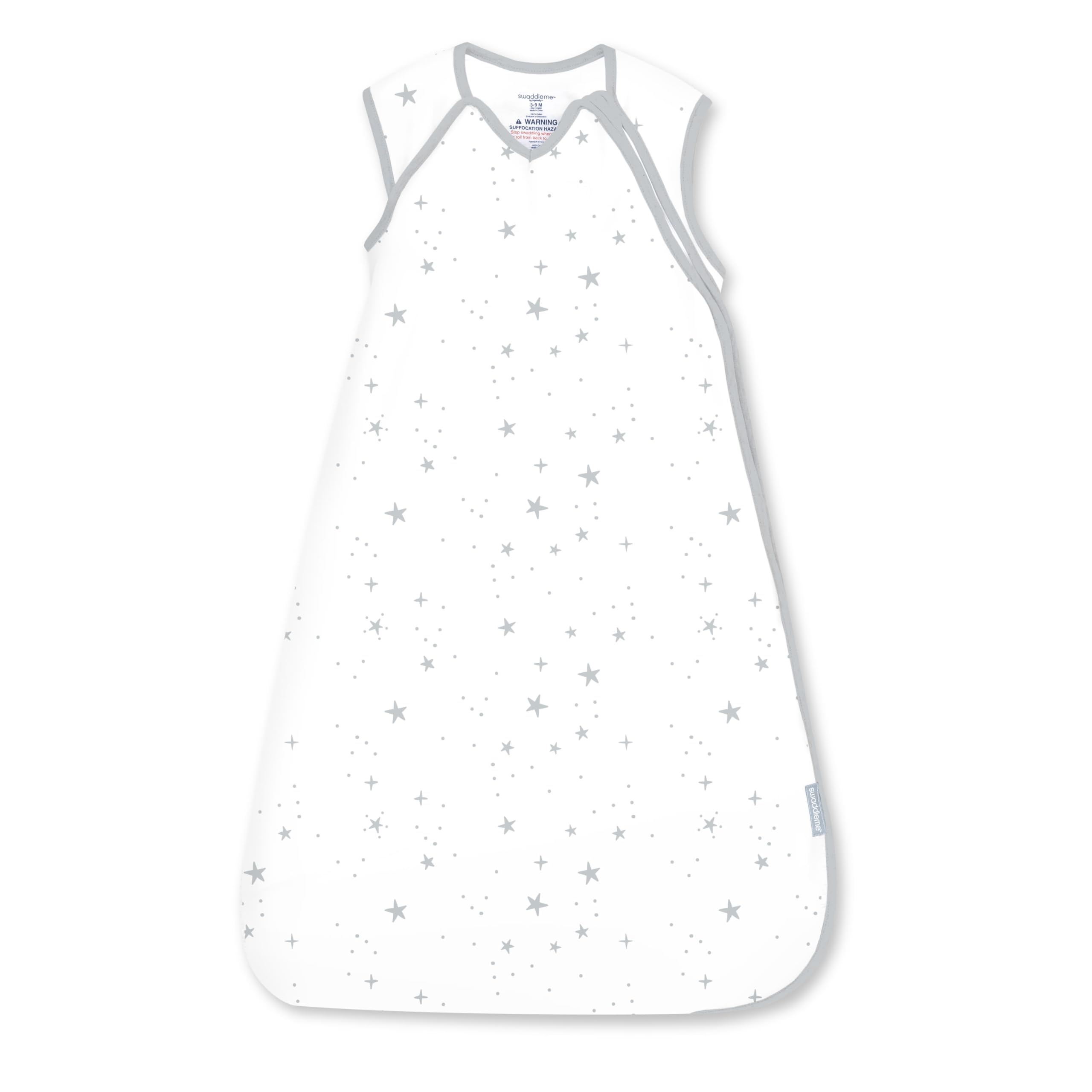 Ingenuity SwaddleMe Baby Sleeping Bag Night Sack Sleeper, Size 3-18 Months, 14-24 Pounds, 2.5 TOG, Keep Baby Warm in Cooler Temperatures, Extra-Long Zipper, 100% Cotton - Space