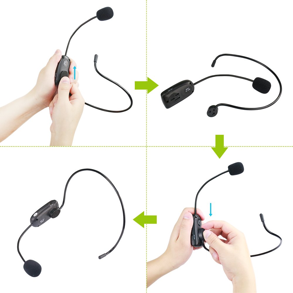 Zoweetek SHIDU UHF Wireless Microphone 2-in-1 Headworn and Handheld for Voice Amplifier, Speaker and Any AUX Audio Devices (AUS-ZW-SDMIC01)