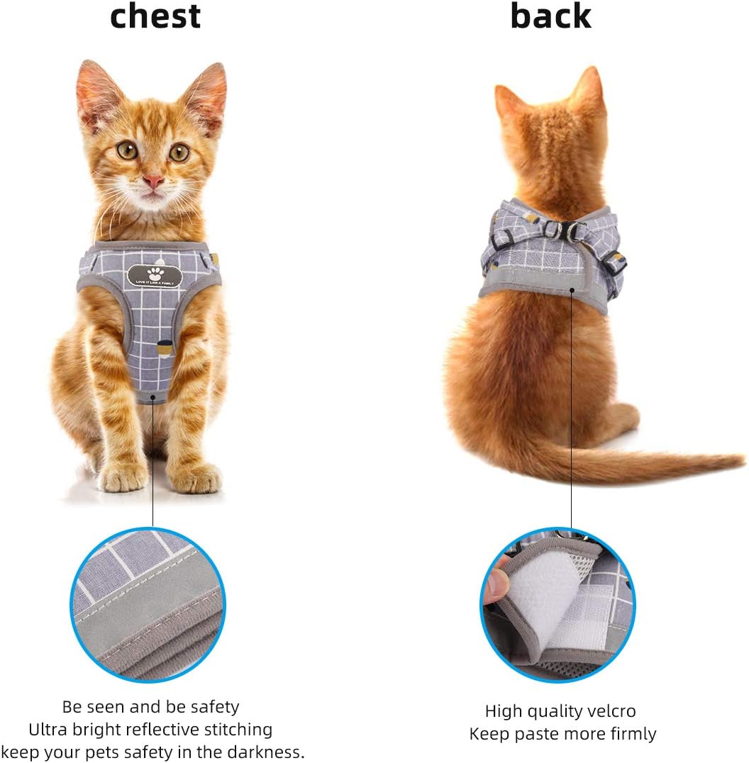Deggodech Soft Breathable Dogs Vest Harness Reflective Dog Harness and Leash Set Adjustable Cat Walking Harness and lead Set Escape Proof for kitten Cat Dog (S - Image 4