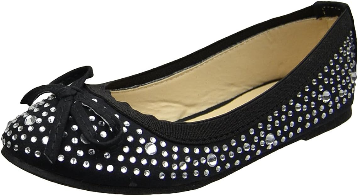 Kids Ballet Flats Rhinestone Stud Accent Slip