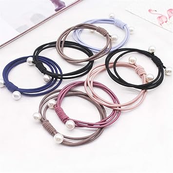 Amazon Com 10 Pack 8 Colors Hair Elastics With 2 Pearls Hair