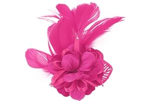 SONG QING Women's Fascinator Feather Flower Pin Brooch Corsage Bridal Hairband Derby Hat Cocktail Party Wedding