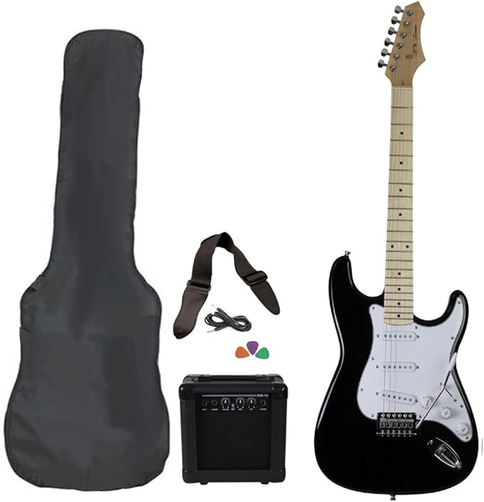 Black Full Size Electric Guitar Package With Amp Case Picks