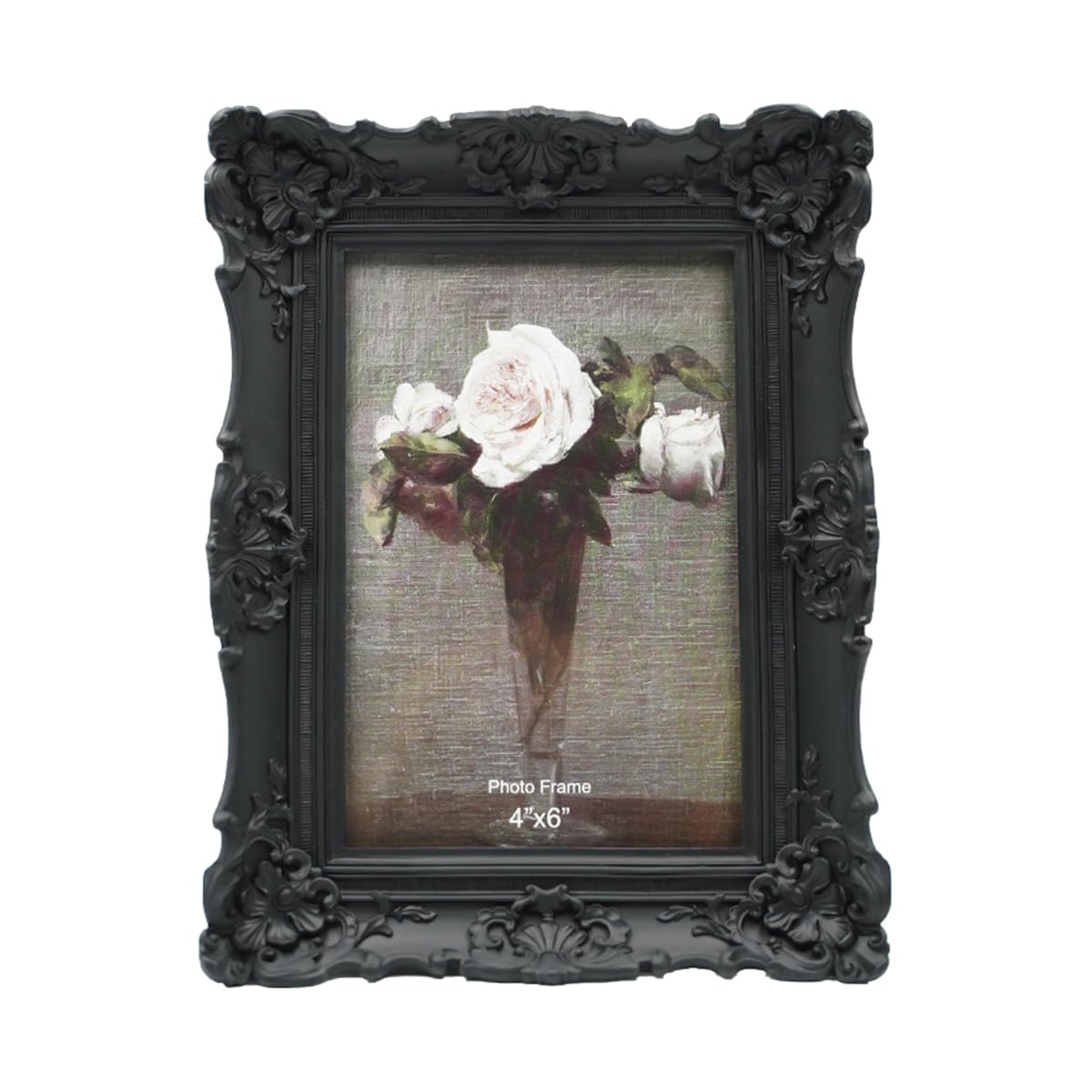 CISOO 4x6 Vintage Picture Frame Antique Ornate Black Photo Frame, for Table Top and Wall Display, Decorative Floral Design Retro Home Decor, Photo Gallery Art