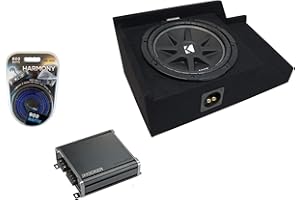 Harmony Audio Kicker Bundle Compatible with 1999-2006 Chevy Silverado Ext Cab Truck 43C124-N Single 12" Comp C12 Loaded Sub Box Enclosure with KIC19-46CXA4001 Amp, HA-AK8 8 Gauge Amplifier Install Kit
