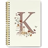 THDSE Presonlized Floral Initial Letter K Journaling Notebooks, Vintage Girly Hardcover Spiral Notebooks for School, Monogrammed Gifts for Women Girls, Cute School Supplies Lined Notebook 5.5 x 8.3