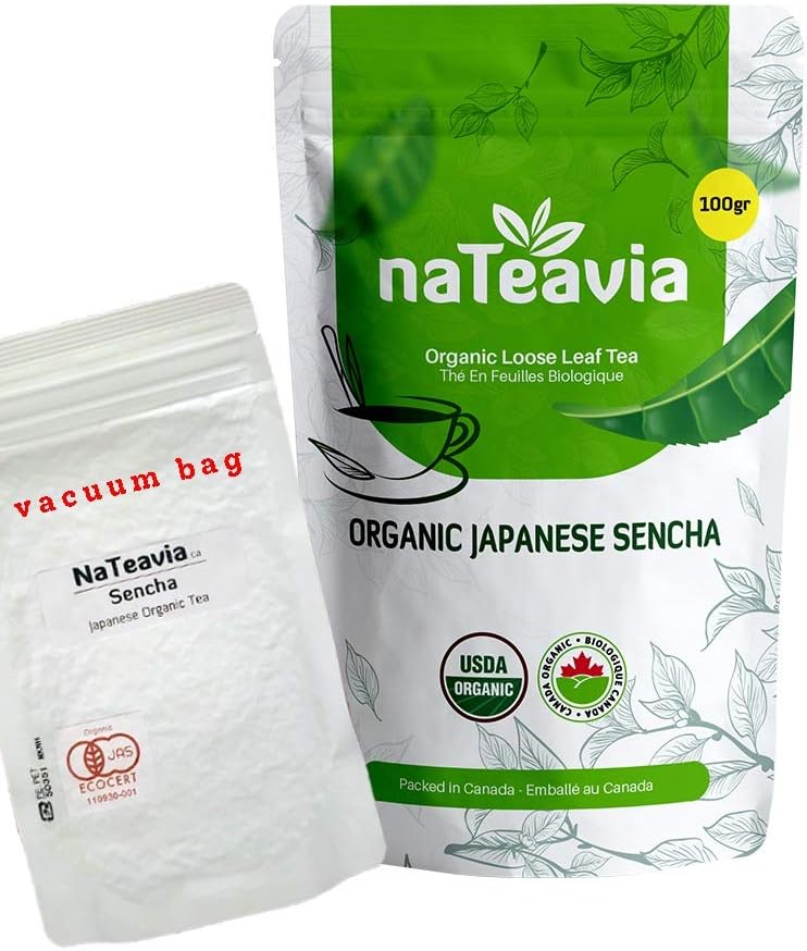 SENCHA Authentic Japanese Origin Loose Leaf Green Tea - Certified Organic - Shizuoka Japan - by NaTeavia (100-Gr bag)