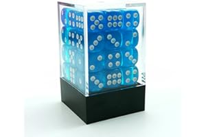 Bescon 12mm 6 Sided Dice 36 in Brick Box, 12mm Six Sided Die (36) Block of Dice, Translucent Lake Blue