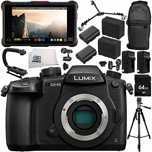Panasonic-Lumix-DC-GH5-Mirrorless-Micro-Four-Thirds-Digital-Camera-Body-Only-Atomos-Ninja-Inferno-7-4K-HDMI-Recording-Monitor-14PC-Bundle--Includes-64GB-SD-Memory-Card-MORE