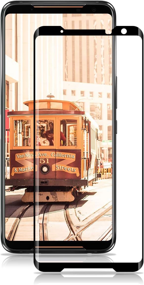 Screen Protector for Asus ROG Phone II Tempered Glass Screen Protector Full Coverage Scratch-Proof Anti-Fingerprint Protective Glass Film Protection for Asus ROG Phone II - Black
