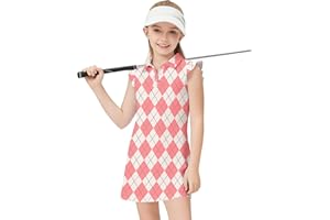 Soneven Girls Sleeveless Tennis Dress Kids Ruffle Golf Dress School Sports Athletic Dresses Outfit with Shorts Pockets