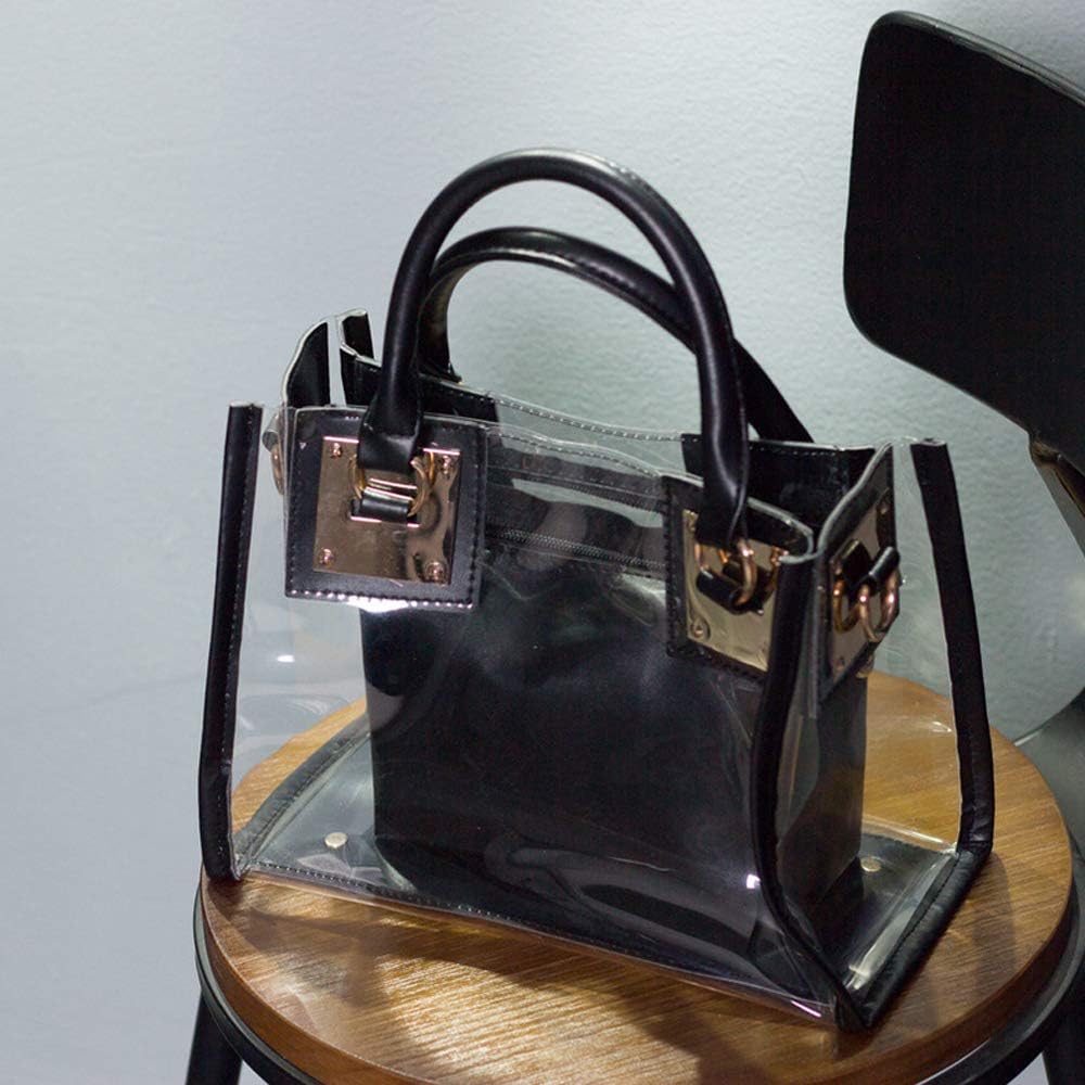 Segater® Clear Crossbody Handbags,Women's Small Tote Beach Bag Fashion Clear Jelly Handbag Top Handle Shoulder Bag Black Transparent Purse - Image 4