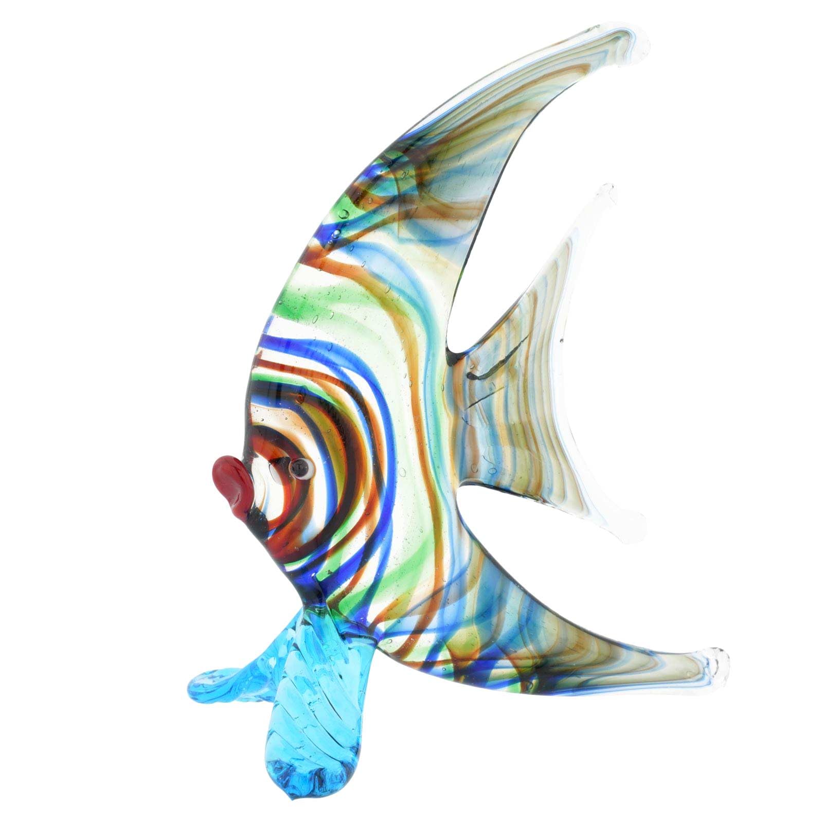 Glass Of Venice Murano Glass Angelfish Collectible Figurine Statue 4” Handmade In Italy Statue Blown Glass Transparent Multicolor Tropical Fish Sea Animal Sculpture Home Decoration