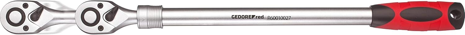 Gedore Red Telescopic Ratchet, Switchable, with Push Button Release, 1/2 Inch, Ergonomic 2K Handle, Steel Tube, Red/Black - Image 4