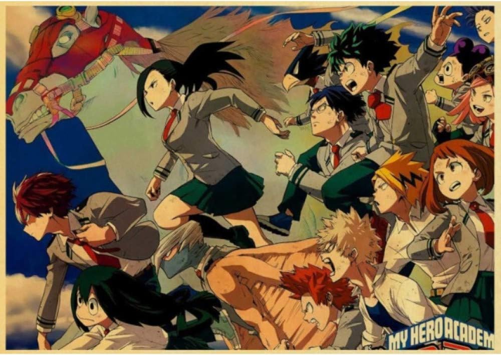 Japanese Anime My Hero Academia Retro Poster Home Decoration Poster Painting Wall Stickers 50 70cm No Frame Amazon Co Uk Kitchen Home