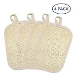 Beepandles Exfoliating Loofah Sponge Pads 100% Natural Luffa，4 Pack