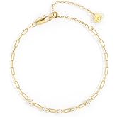 MSBLUE&reg; Moissanite Paperclip Bracelet for Women, 6"+2" Adjustable Chain | Minimalist Paperclip Bracelet Anniversary Jewelry Gifts for Mom Wife