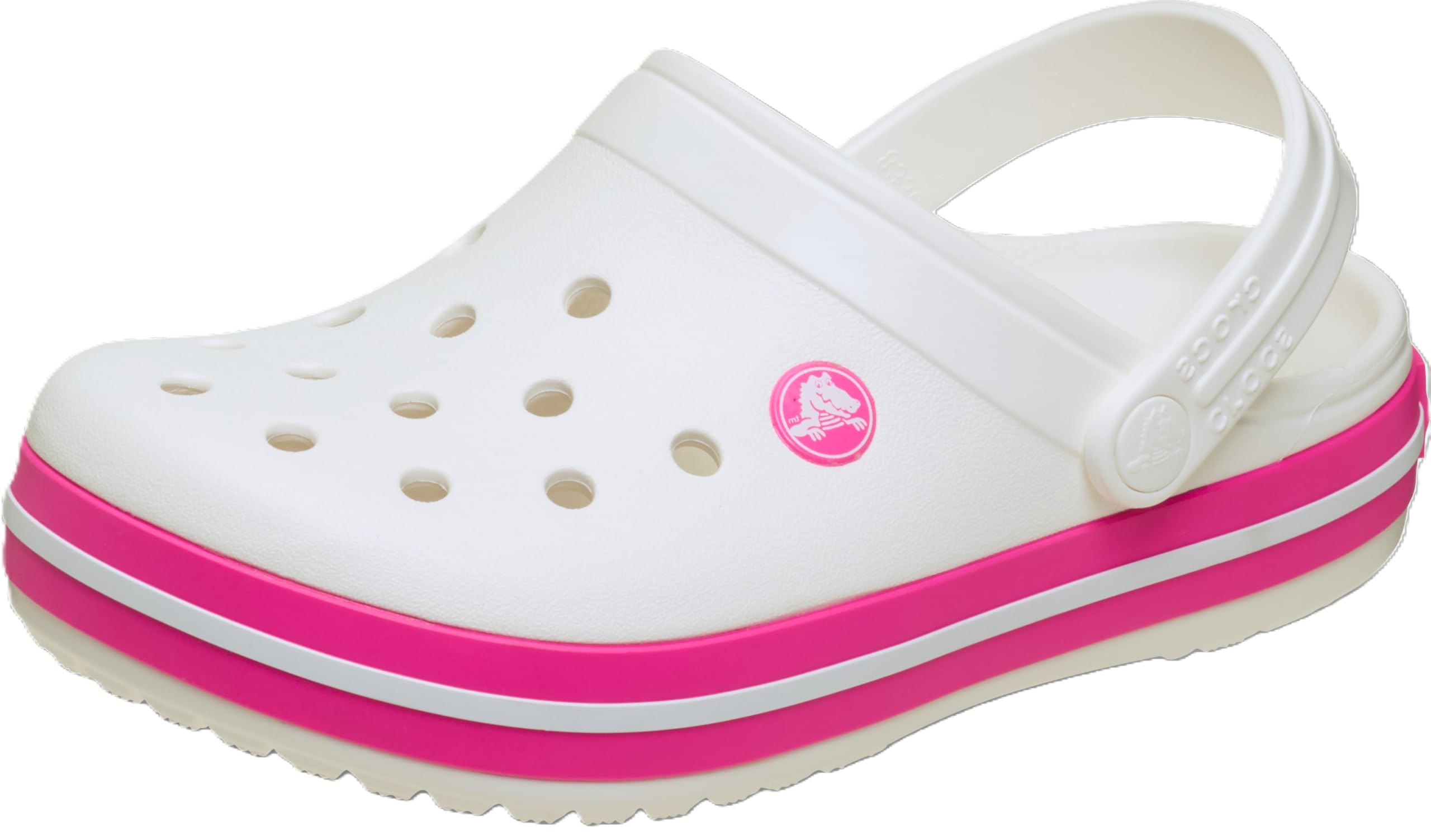 Crocs Kids Crocband Lightweight Slip-On Clogs, White/Pink Crush, 6 Toddler Image
