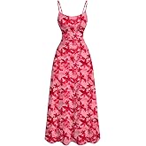 Floerns Women's Summer Floral Boho Maxi Dress Spaghetti Strap Vacation Backless Cami Dresses