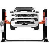 Albott 10000 lb 2 Post Car Lift, 4HP Hydraulic Auto Truck Hoist | 3+2 Adjustable Arms Dual-Point Safety Release Vehicle Lift for Home Garage 220V 60Hz 1PH, Black and Orange