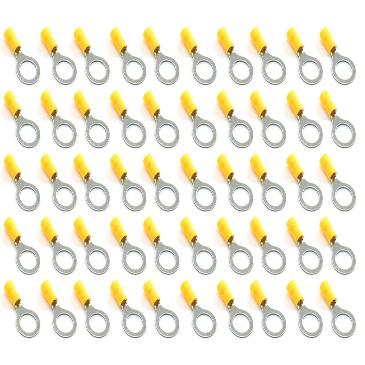 UMTMedia® 50 Pieces Yellow 13mm Insulated Crimp Ring Electrical Connector Terminal Connectors