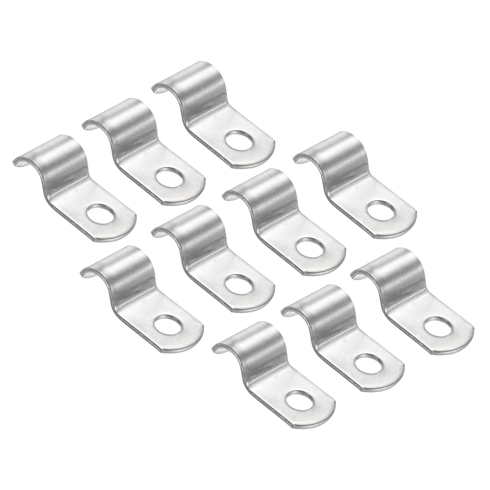 PATIKIL 0.31 inch/8mm Rigid Pipe Strap Clamp, 10 Pcs 304 Stainless Steel Two Hole U-Shape Tube Clip for Pipe Fixing — image 1
