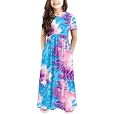 storeofbaby Girls Casual Maxi Floral Dress Long Sleeve Holiday Dresses with Pockets