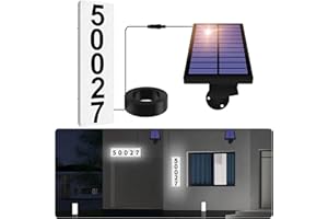 IVWVI Solar House Numbers for outside, Lighted Address Number with Separate Solar Panel, Waterproof LED Illuminated, Horizontal & Vertical Mounted Address Sign for Street Yard Mailbox (Cool White)