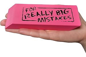 ZUGAR LAND Jumbo Big for Really Big Mistakes Wedge Pink Erasers (5.5" x 2") Large Pencil Rubber Eraser Back to School Stationery Supplies, Joke Gag Gift for Work and School Adults and Kids (1)