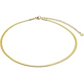 CULT OF SUN Snake Chain Necklace 18K Gold Plated 16" | Herringbone Necklace Dainty Chain Necklace Gold Minimalist Necklace Chain Choker Gold