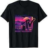Mademark x MTV - The official 1981 MTV Logo with purple Palms in the Sunset T-Shirt