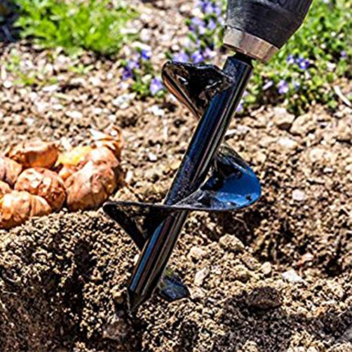 Watbro Garden Planter Tool, Hex Drive Drill, Rust-Proof Rapid Planter, Bulb Plant Auger, Umbrella Post Hole Digger for 3''8''/8cm x 25cm Steel Bulb Auger Drill Bit