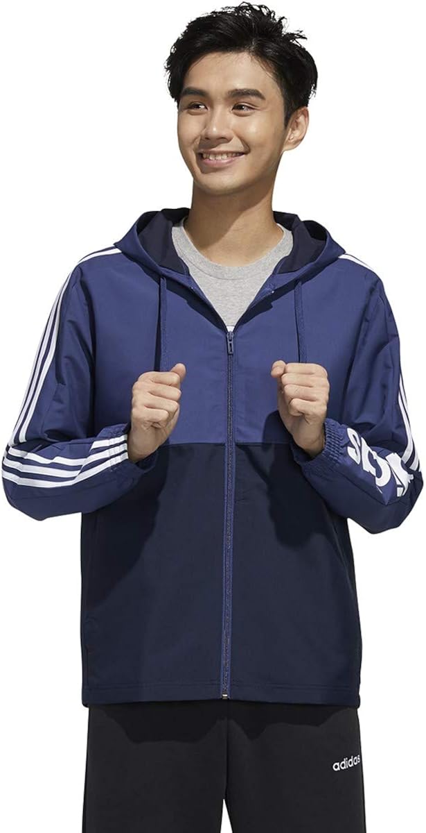 adidas Men's Essentials 3-stripes woven Windbreaker: Clothing