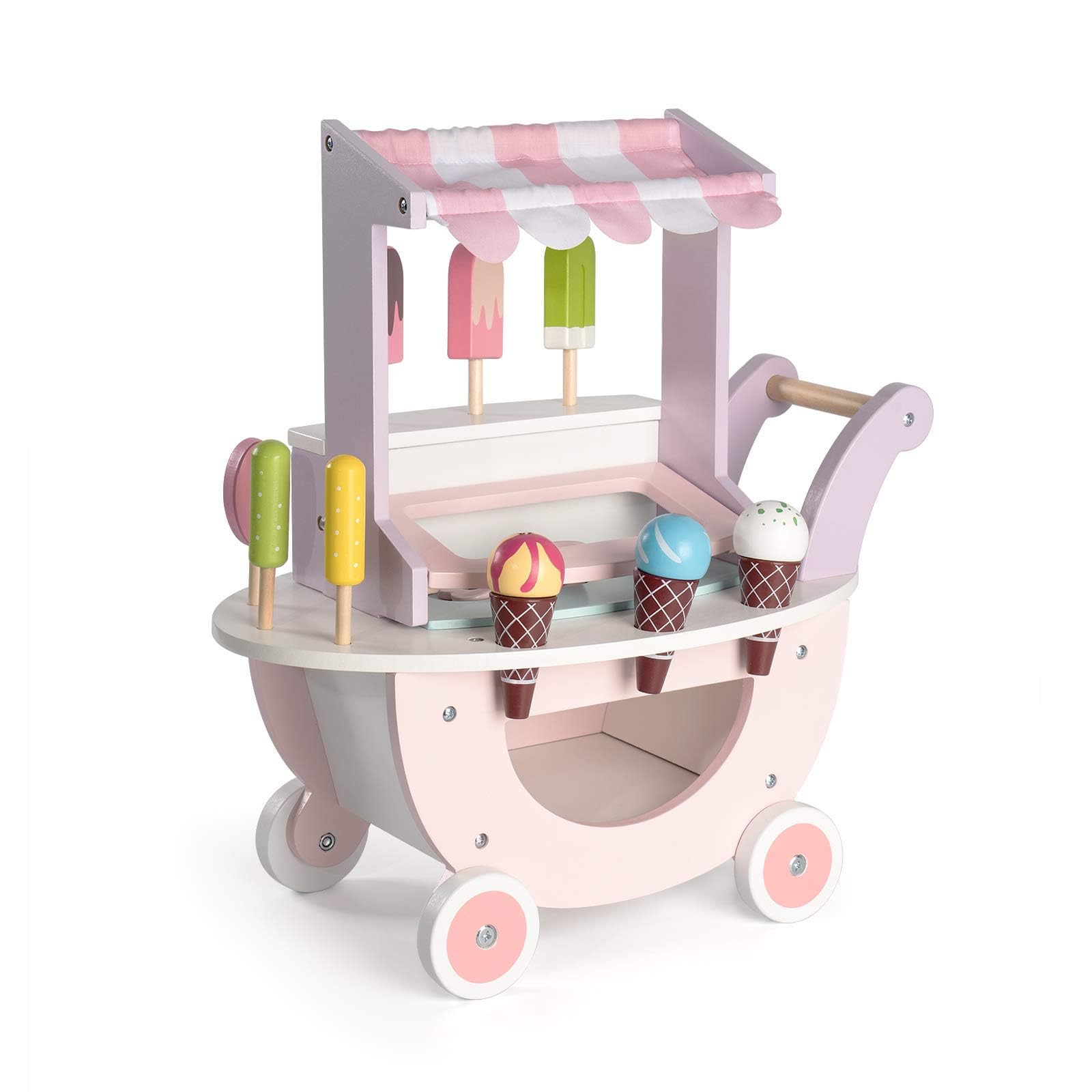 Photo 1 of ROBUD Wooden Ice Cream Cart Toys for Kids, Toddlers Pretend Play Food Truck, Gift for Girls and Boys 3 Years & Up, Pink