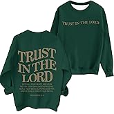 Tuislay Trust In The Lord Sweatshirt Bible Verse Christian Graphic Sweatshirts for Women Crew Neck Oversized Pullover Tops