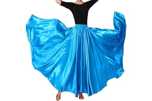 BACKGARDEN Ladies 20 Yard Elegant Satin Long Full Skirt for Ballroom Belly Dance Performance Costume Dress
