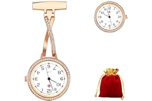 WHODOIT New Rose Gold Nurse Clip-on Pocket Watch, Portable Nurse Retro Metal Pendant Pocket Watch, Nurse Brooch Pocket Watch for Women…