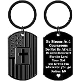 Christian Gifts for Men Boys, Bible Verse Dog Tag Cross Keychain for Birthday Christmas, First Communion Baptism Gifts