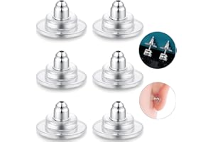 CATINEE 3-Pairs 925 Sterling Silver Earring Backs Replacements for Diamond Studs,14K White Gold Plated Hypoallergenic Secure Earring Backs (White Gold)