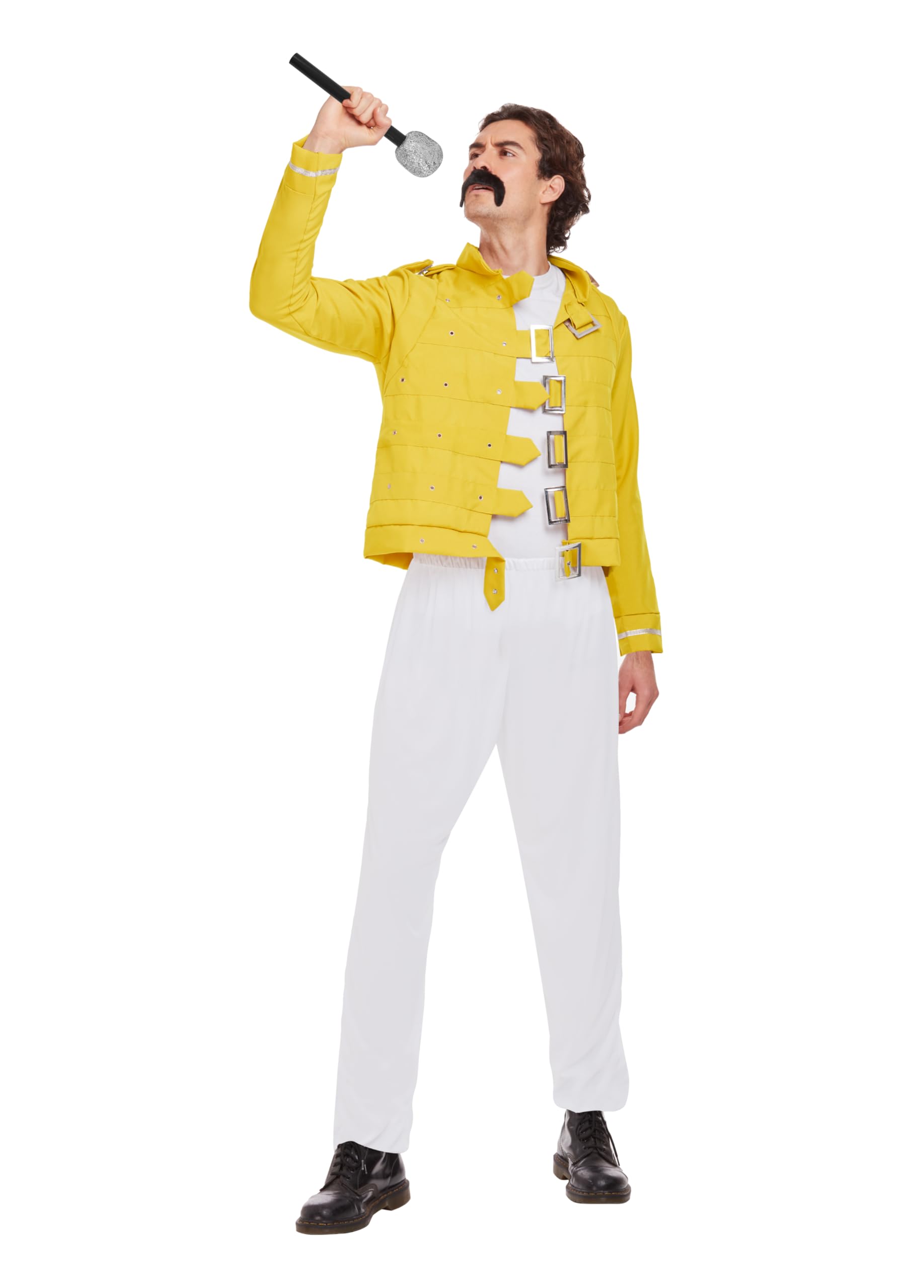 HENBRANDT Adult Men’s Yellow Rock Legend Jacket Fancy Dress 80s Rock Star Concert Singer One Size Mens Fancy Dress Costume